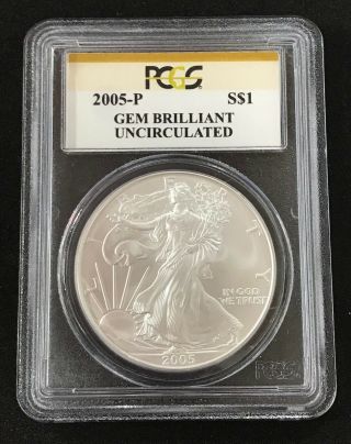 2005 - P 1 Oz Silver American Eagle $1 Pcgs Gem Brilliant Uncirculated