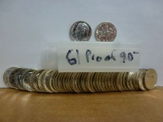 (50) 1961 Roosevelt Dime Roll Gem Proof Uncirculated 90 Silver Us Coins