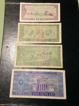 Romania 4 banknote 10 25 50 100 Lei 1966 2