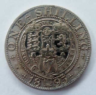 1895 Great Britain One Shilling Silver.  Queen Victoria Uk British