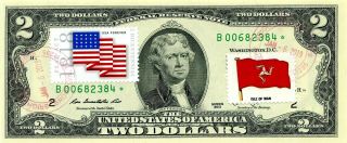 $2 Dollars 2013 Stamp Cancel Flag Of Un From Isle Of Man Value $347.  50