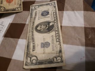 1934 D Five Dollar $5 Bill Large BLUE Seal SILVER CERTIFICATE Currency 5