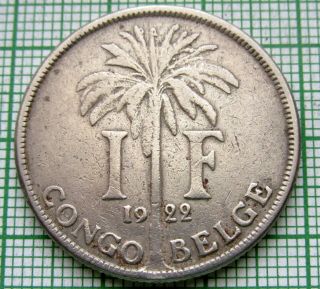 Belgian Congo Albert I 1922 1 Franc,  French Legend