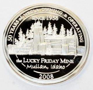 2018 Lucky Friday Mine 50 Years Of Hecla Mullan,  Idaho 1 Oz.  999 Fine Silver