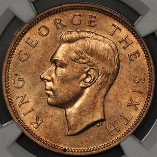 1950 Ngc Ms64rd Zealand Penny