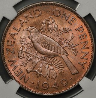 1949 NGC MS65,  RB ZEALAND PENNY 2
