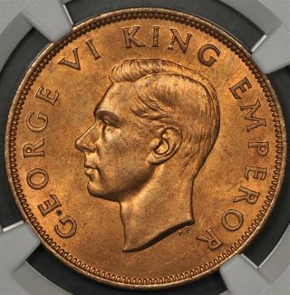 1940 Ngc Ms65rb Zealand Penny