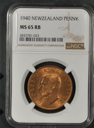 1940 NGC MS65RB ZEALAND PENNY 3
