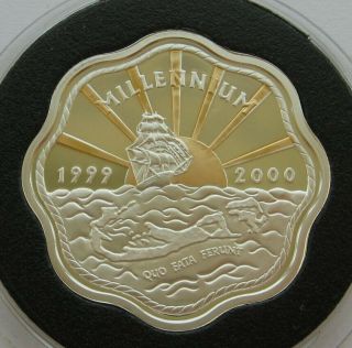 Bermuda Silver Proof 2 Dollars Coin 1999 Millennium 2000