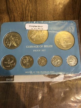 1977 Coinage Of Belize 8 Coin Franklin Proof Set