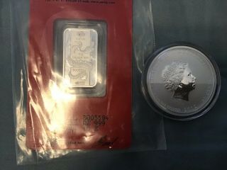 10 Gram.  999 Silver Bar - Pamp Suisse Lunar Dragon 2012 And 1/2 Oz Round Dragon