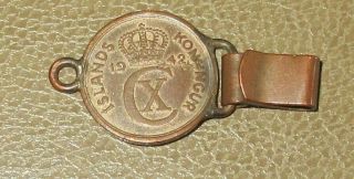 Vintage 1942 Islands Konungur - Island Eyrir 1 - Coin / Pendant / Charm
