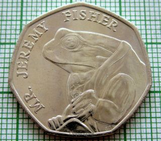 Great Britain 2017 50 Pence,  Mr.  Jeremy Fisher,  Beatrix Potter Tales Series,  Unc