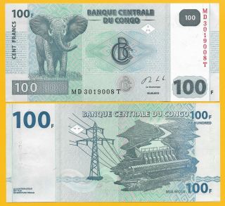 D.  R.  Congo 100 Francs P - 98b 2013 Unc Banknote