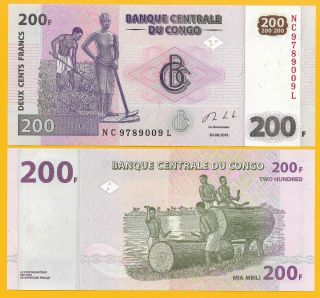 D.  R.  Congo 200 Francs P - 99 2013 Unc Banknote