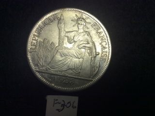 (f - 306) French Indo China 1 Piastre 1908a Silver Trade Coin