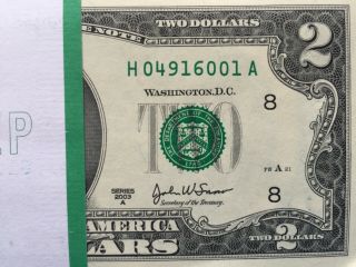 (1) Two Dollar Bill $2 Note,  2003 A " St Louis ",  Consecutive,  Uncirculated