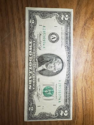 $2 1976 Federal Reserve Note,  Mixed/broken Ladder