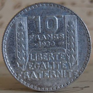 France.  1930 Silver 10 Francs.