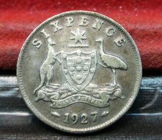 Australia 1927 Silver Sixpence Kgv