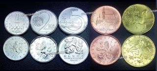 Czech Republic Unc Set Of 5 Coins 1 - 2 - 5 - 10 - 20 Korun 2015 2016