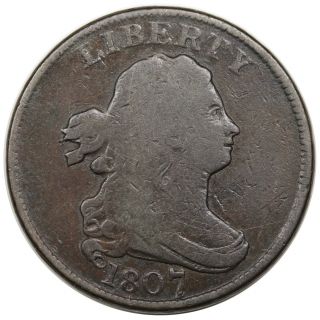 1807 Draped Bust Half Cent,  C - 1,  R1,  Eds,  Vg