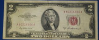 Evil Empire Mark Of The Beast.  United States Currency $2 Dollar 1953a Red