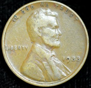 1933 P Lincoln Wheat Cent,  Penny,  Very Fine,  C4368
