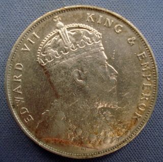 1907 Straits Settlement - 1 Dollar - Edward VII - Silver Coin - 62530 3