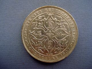 1907 Straits Settlement - 1 Dollar - Edward VII - Silver Coin - 62530 5
