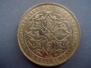 1907 Straits Settlement - 1 Dollar - Edward VII - Silver Coin - 62530 6