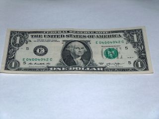 2013 $1 One Dollar Bill 0 2 4 Even Low 04004042 Fancy Serial Number Us Bank Note