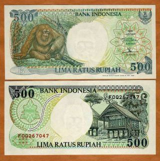 Indonesia,  500 Rupiah,  1992 Issue,  Pick 128,  Unc Orangutan