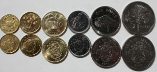 Seychelles 6 Coins Set With Animals And Flora -