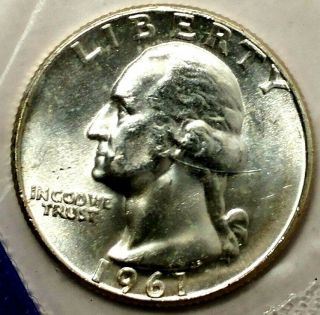 1961 - P 25c Washington Quarter 18usr1231 Bu M/s 90 Silver 50 Cents For