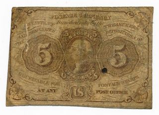 Us Fractional Note 5 Cents Postage Currency Upside Down Reverse.