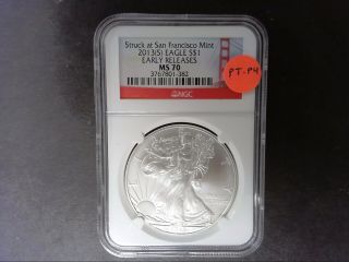 2013 - S American Silver Eagle - Ngc Ms70 Early Releases - Red Label
