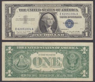 Usa 1 Dollar 1957 A (f - Vf) Banknote Silver Certificate Blue Seal P - 419a