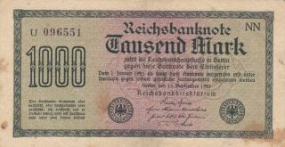 1922 Germany 1,  000 Mark Note,  Pick 76b