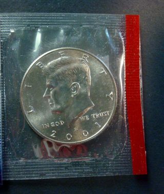 2001 - P,  D UNCIRCULATED KENNEDY HALF DOLLARS SHIPS IN CELLOPHANE 5
