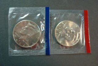 2002 - P,  D Uncirculated Kennedy Half Dollars Ships In Cellophane