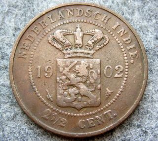 Netherlands Dutch East Indies Indonesia Wilhelmina 1902 2 - 1/2 Cent