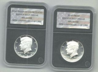 Two (2) Kennedy Half Dollars Proof P&s Mints 50th Anniversary Edition
