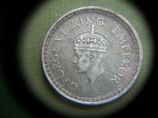India,  1943,  King George Vi 50 Silver 1 Rupee Coin.