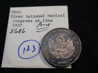 T25 Peru Lima 1927 First National Medical Congress Proof Medal