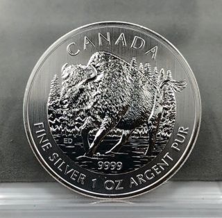 2013 $5 Canada 1 Oz.  9999 Fine Silver Wildlife Series Wood Bison Coin
