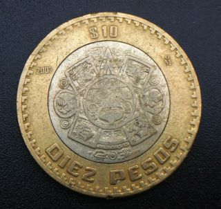 Mexico $10 Pesos 2007 Variety Inverted Grafila (milled,  Beading) Cond.