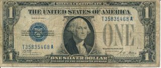 1928 A $1.  00 Silver Certificate Funny Back Circulated Note