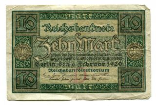 1920 Germany 10 Mark Reichsbanknote