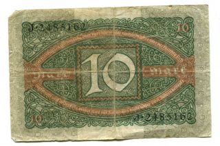 1920 Germany 10 Mark Reichsbanknote 2